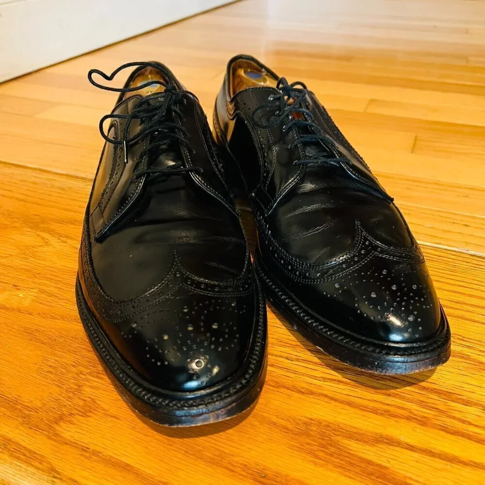 Allen Edmonds MacNeil US 12 B Longwings Oxford Wingtip Black Leather USA Made